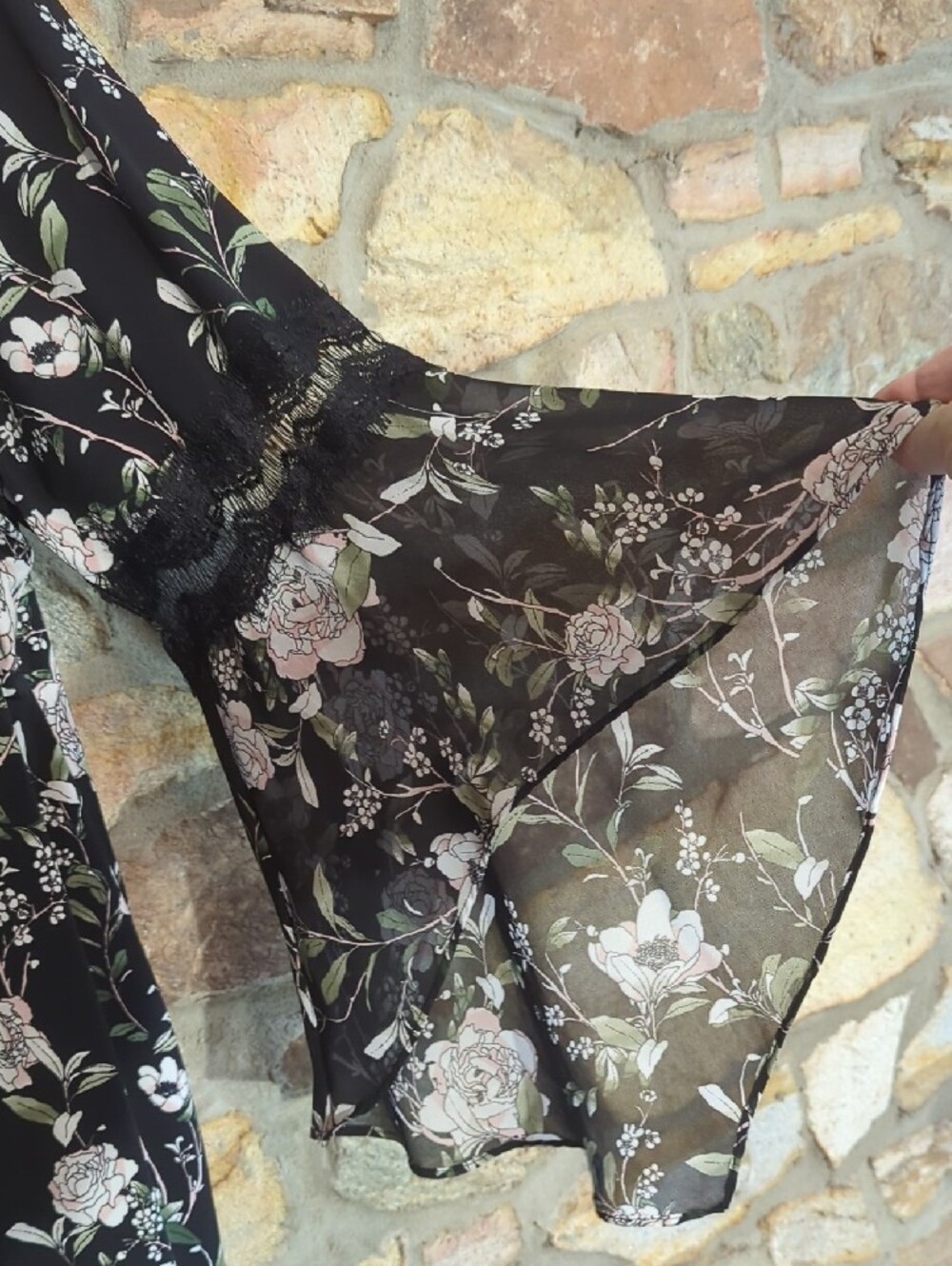 Alfani Black Floral Lace Bell Sleeve Tunic - Picture 3 of 8